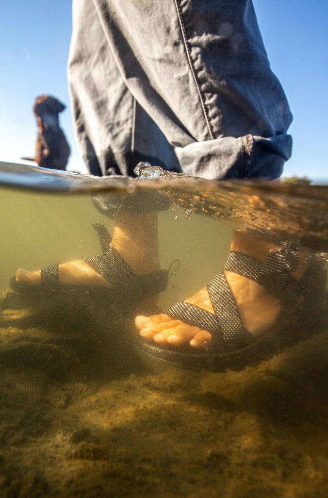 Image features the unisex Rogue sandal.